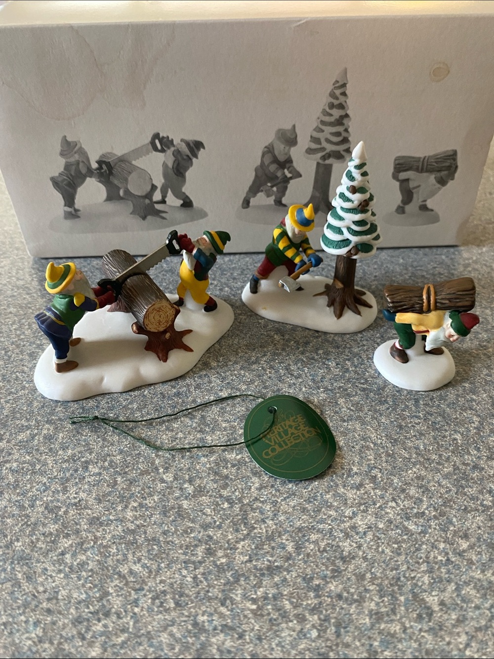 HERITAGE VILLAGE COLLECTION Department 56 Woodsmen Elves set of three Porcelain